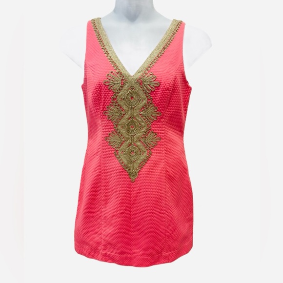 Lilly Pulitzer Junie Coral Reef Embroidered Shift Dress Size 8 - Picture 3 of 9